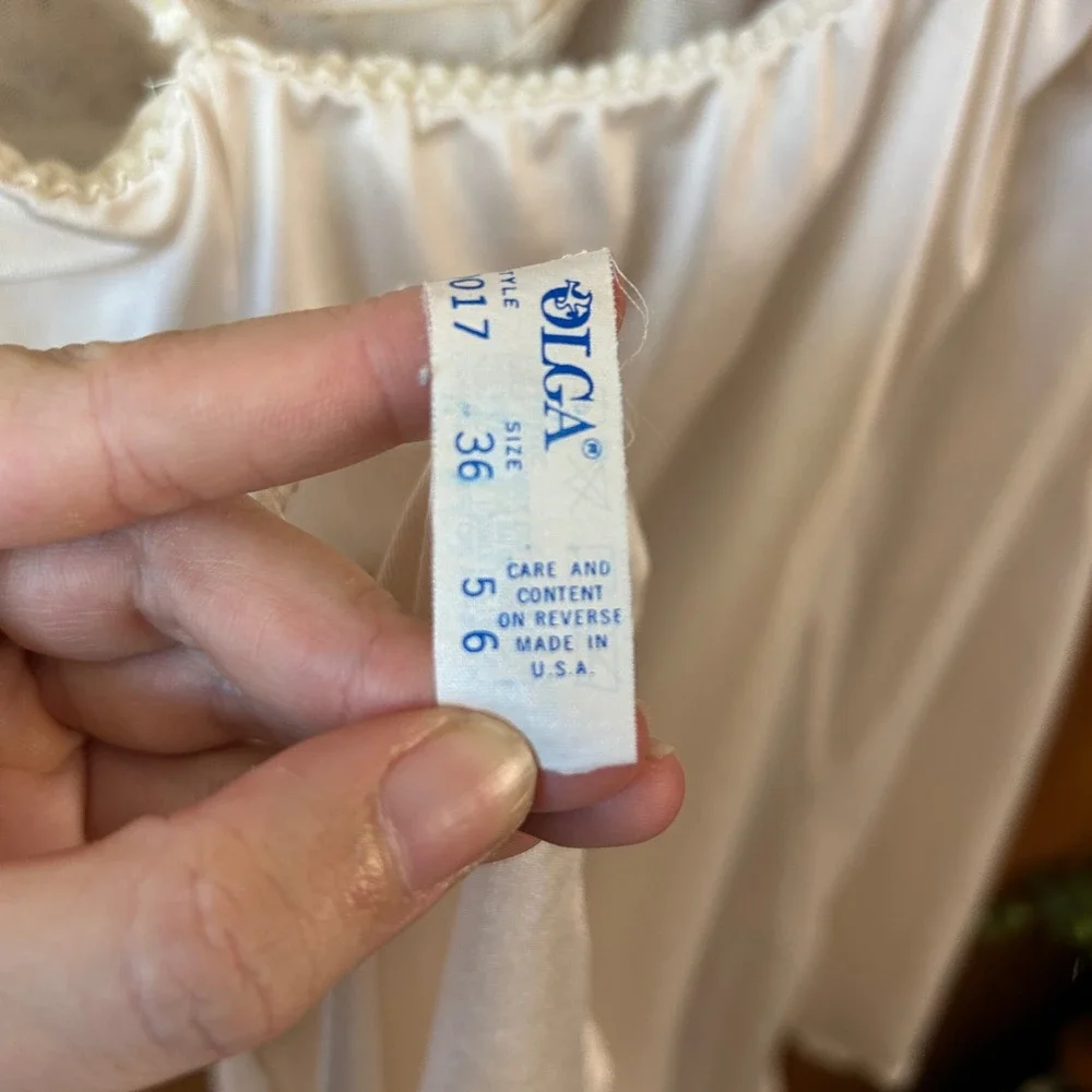 Vintage OLGA Lace Trim Slip Chemise Babydoll Nightgown‎ Lingerie Womens M